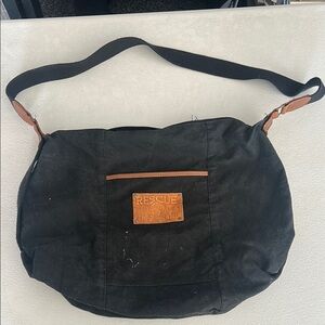 Black and Brown Rescue the Earth vintage duffle